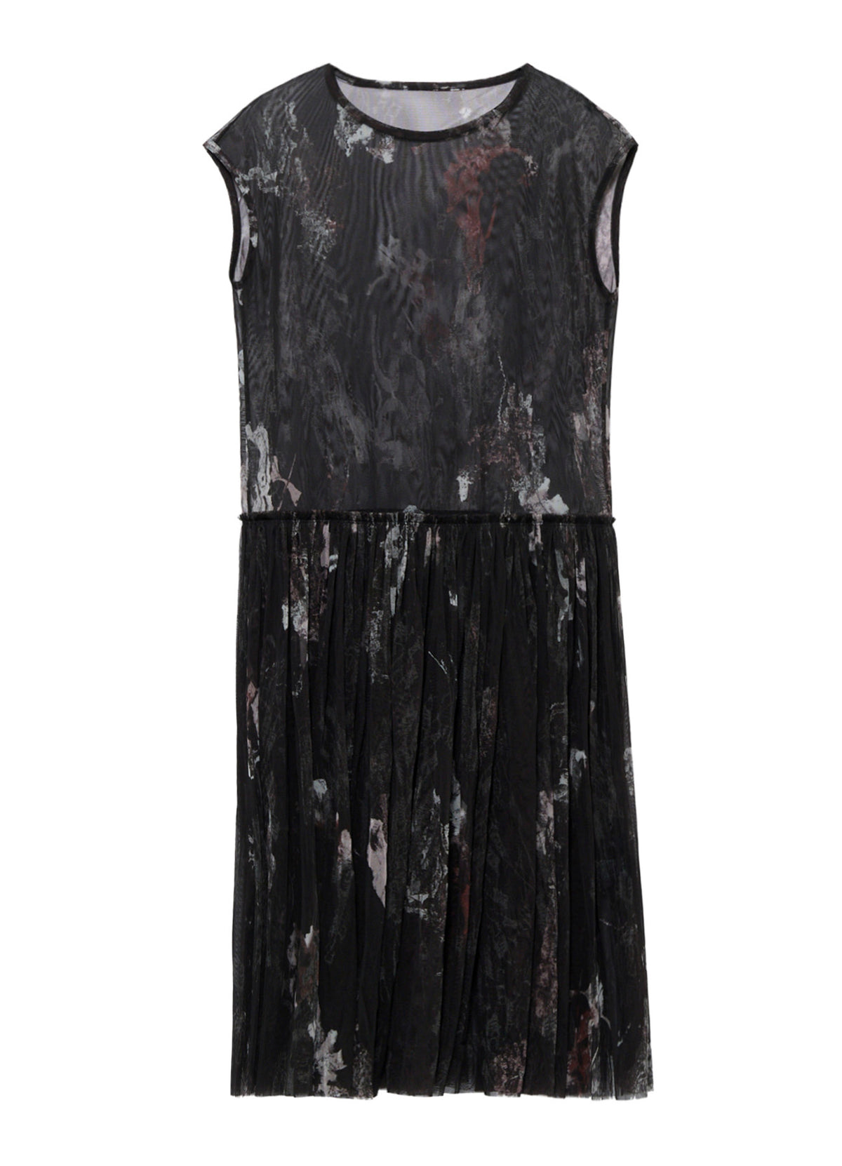 WOOLY TULLE PT GATHERED SLEEVELESS DRESS