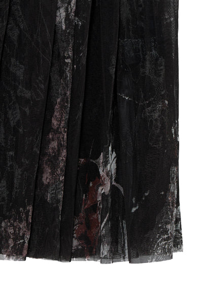 WOOLY TULLE PT GATHERED SLEEVELESS DRESS