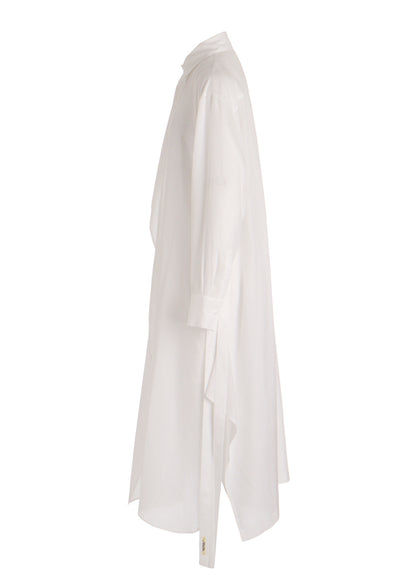CELLULOSE POPLIN DRAPED SHIRT DRESS