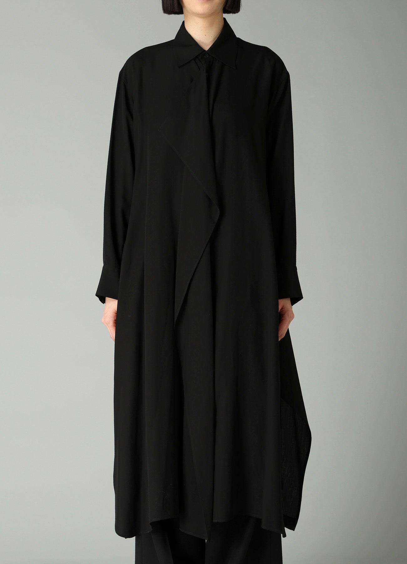 CELLULOSE POPLIN DRAPED SHIRT DRESS