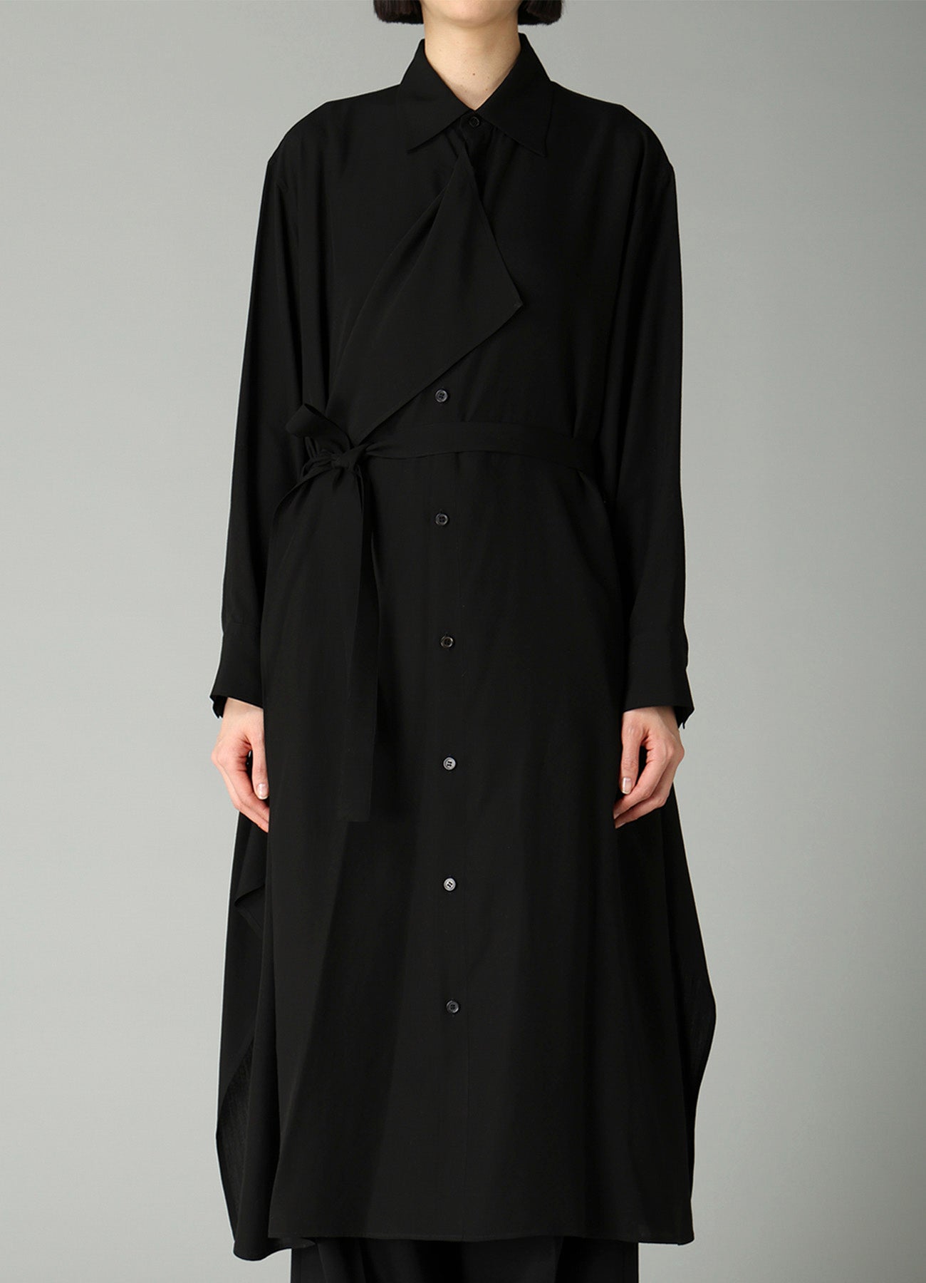 CELLULOSE POPLIN DRAPED SHIRT DRESS