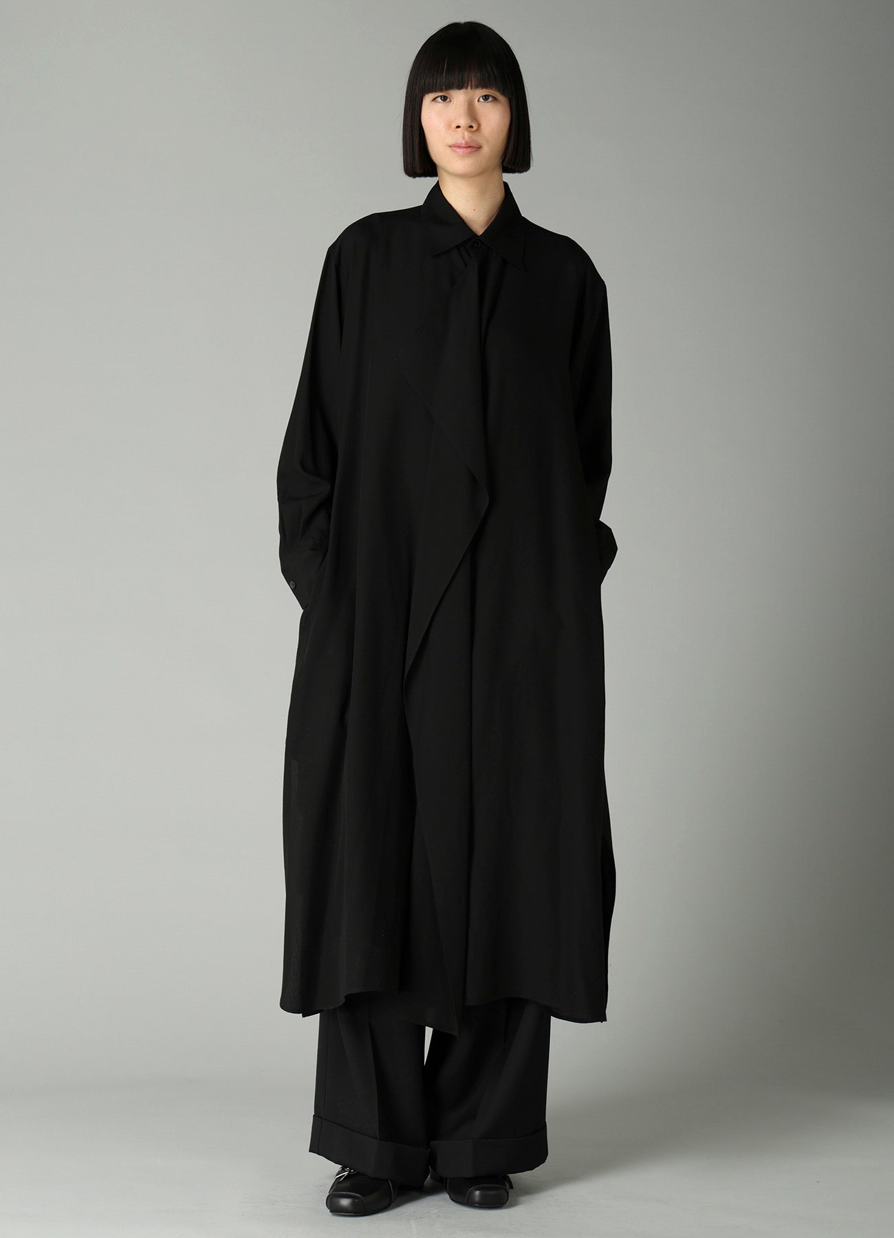 CELLULOSE POPLIN DRAPED SHIRT DRESS – THE SHOP YOHJI YAMAMOTO
