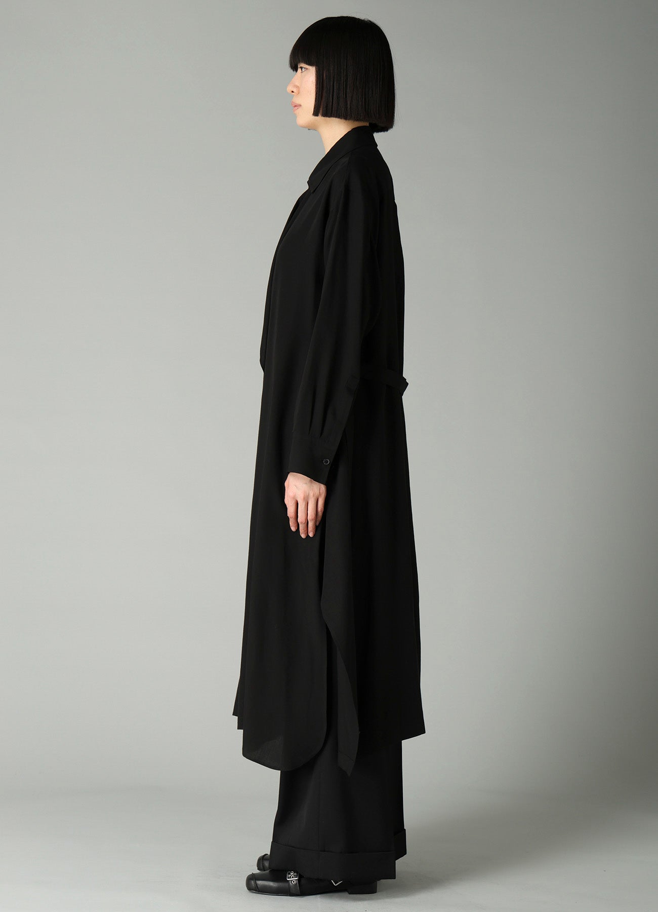 CELLULOSE POPLIN DRAPED SHIRT DRESS