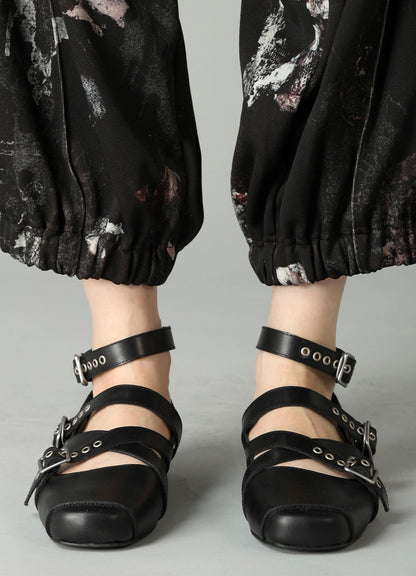 OIL SMOOTH LEATHER 3 STRAPS PUMPS
