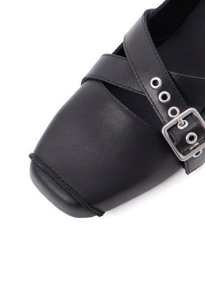 OIL SMOOTH LEATHER 3 STRAPS PUMPS
