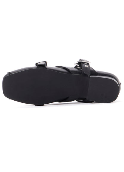 OIL SMOOTH LEATHER 3 STRAPS PUMPS