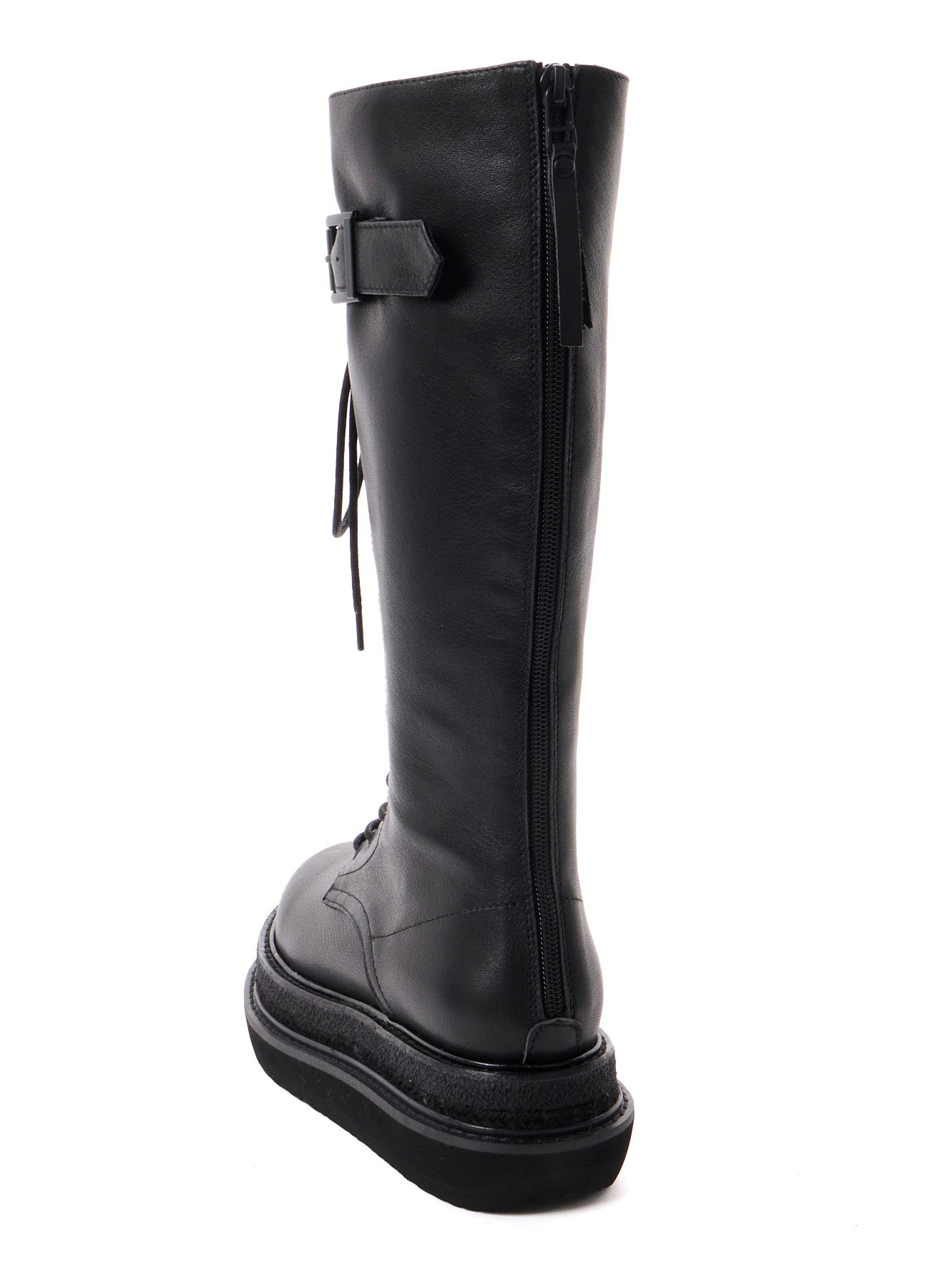 SOFT OIL LEATHER B LONG LACE UP BOOTS