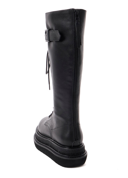 SOFT OIL LEATHER B LONG LACE UP BOOTS