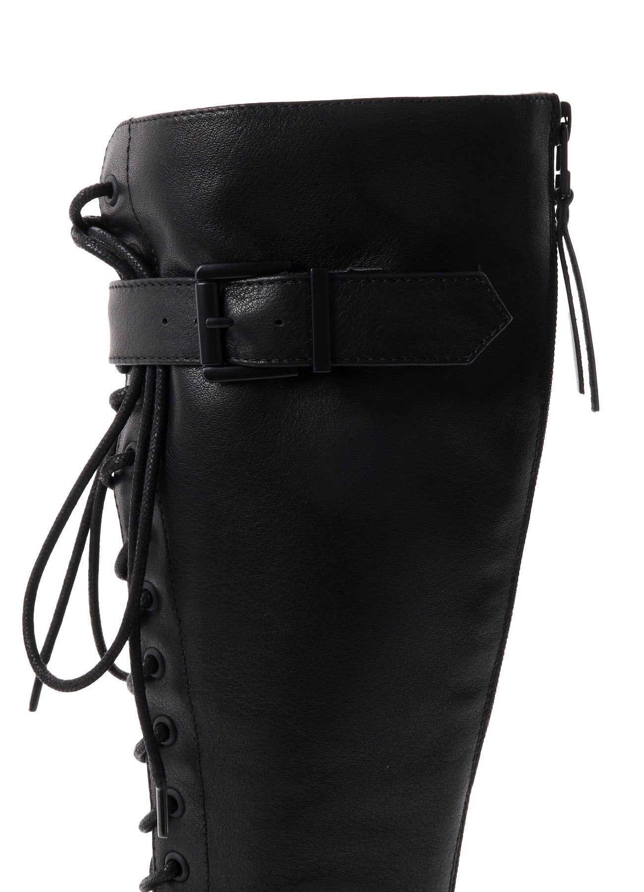 SOFT OIL LEATHER B LONG LACE UP BOOTS