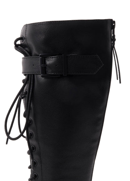 SOFT OIL LEATHER B LONG LACE UP BOOTS