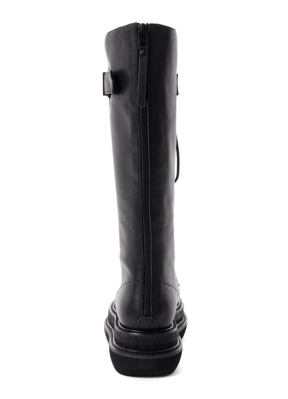 SOFT OIL LEATHER B LONG LACE UP BOOTS