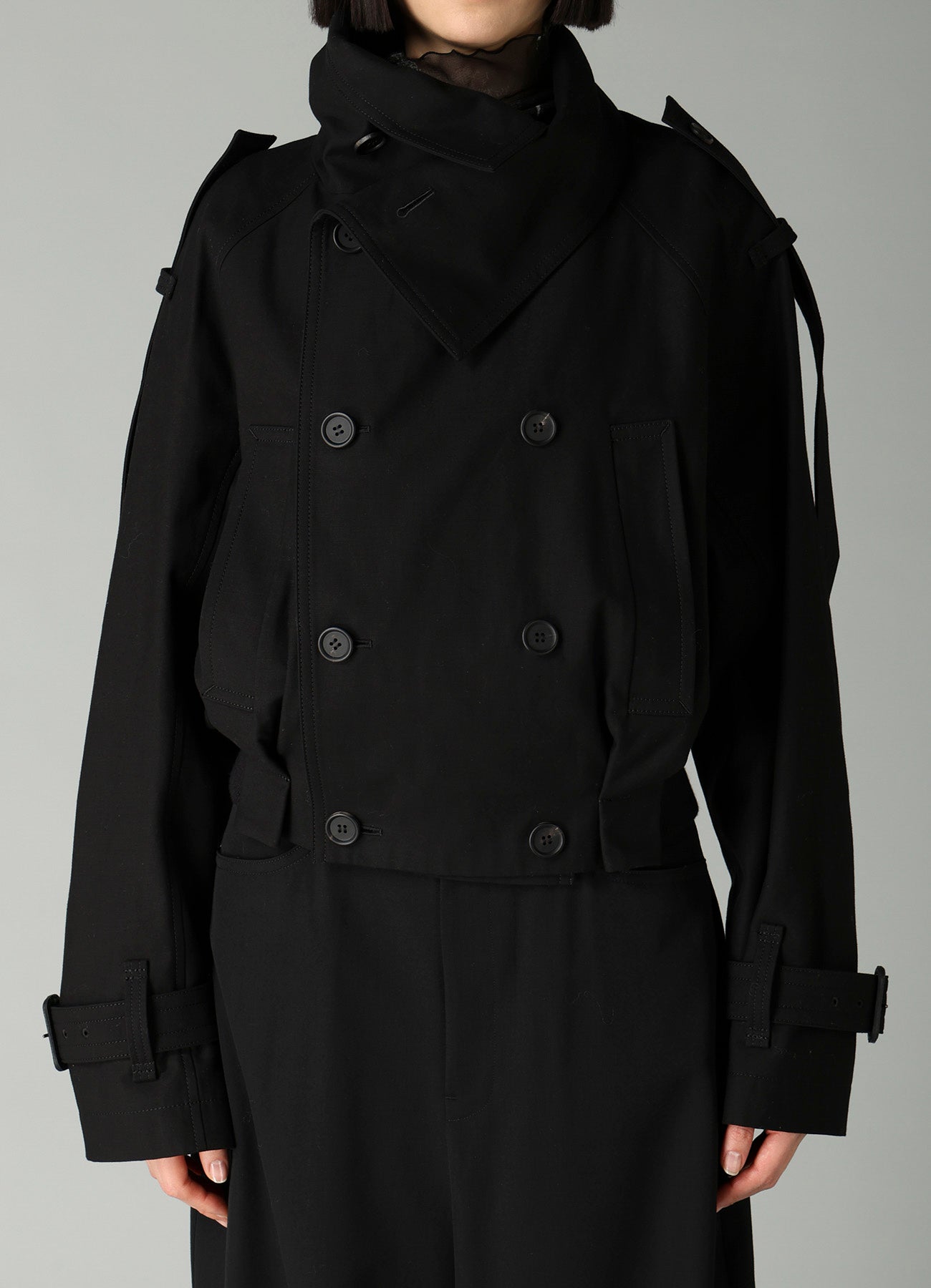 MILITARY BACKSIDE SATIN SHORT TRENCH JACKET – THE SHOP YOHJI YAMAMOTO