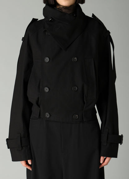 MILITARY BACKSIDE SATIN SHORT TRENCH JACKET
