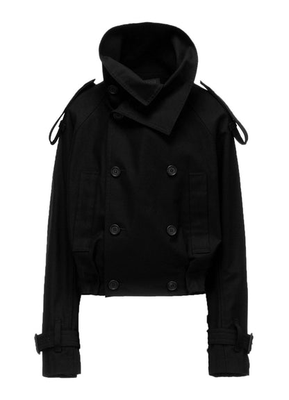 MILITARY BACKSIDE SATIN SHORT TRENCH JACKET