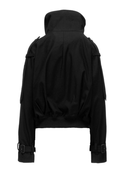MILITARY BACKSIDE SATIN SHORT TRENCH JACKET