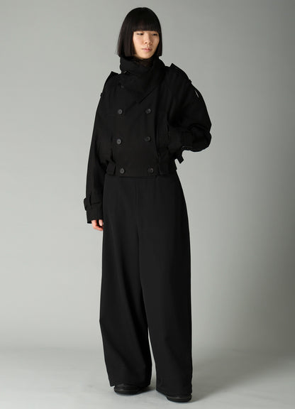 MILITARY BACKSIDE SATIN SHORT TRENCH JACKET