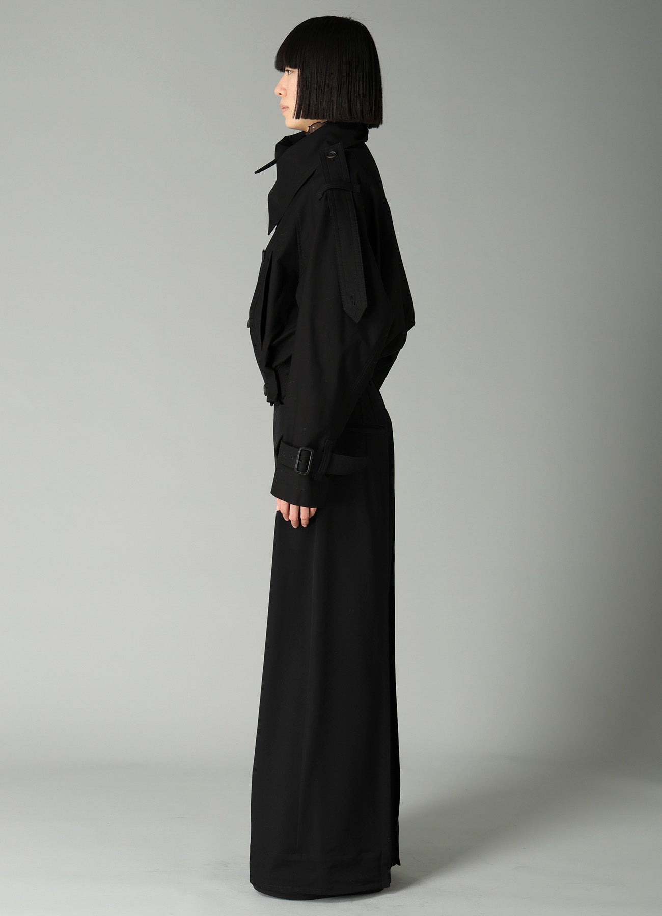 MILITARY BACKSIDE SATIN SHORT TRENCH JACKET – THE SHOP YOHJI YAMAMOTO