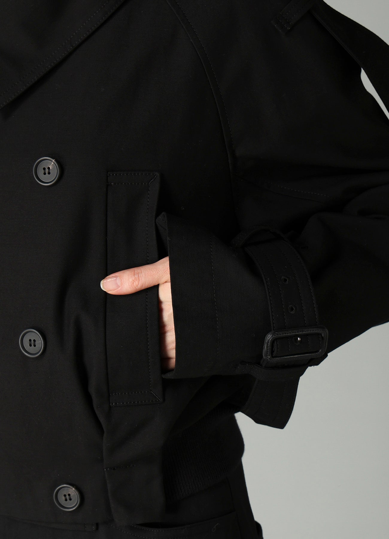 MILITARY BACKSIDE SATIN SHORT TRENCH JACKET – THE SHOP YOHJI YAMAMOTO