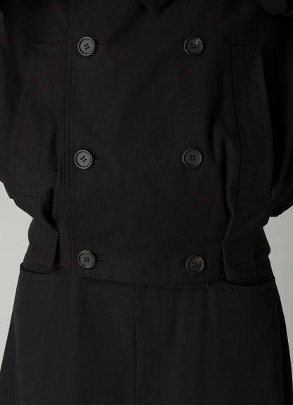 MILITARY BACKSIDE SATIN SHORT TRENCH JACKET
