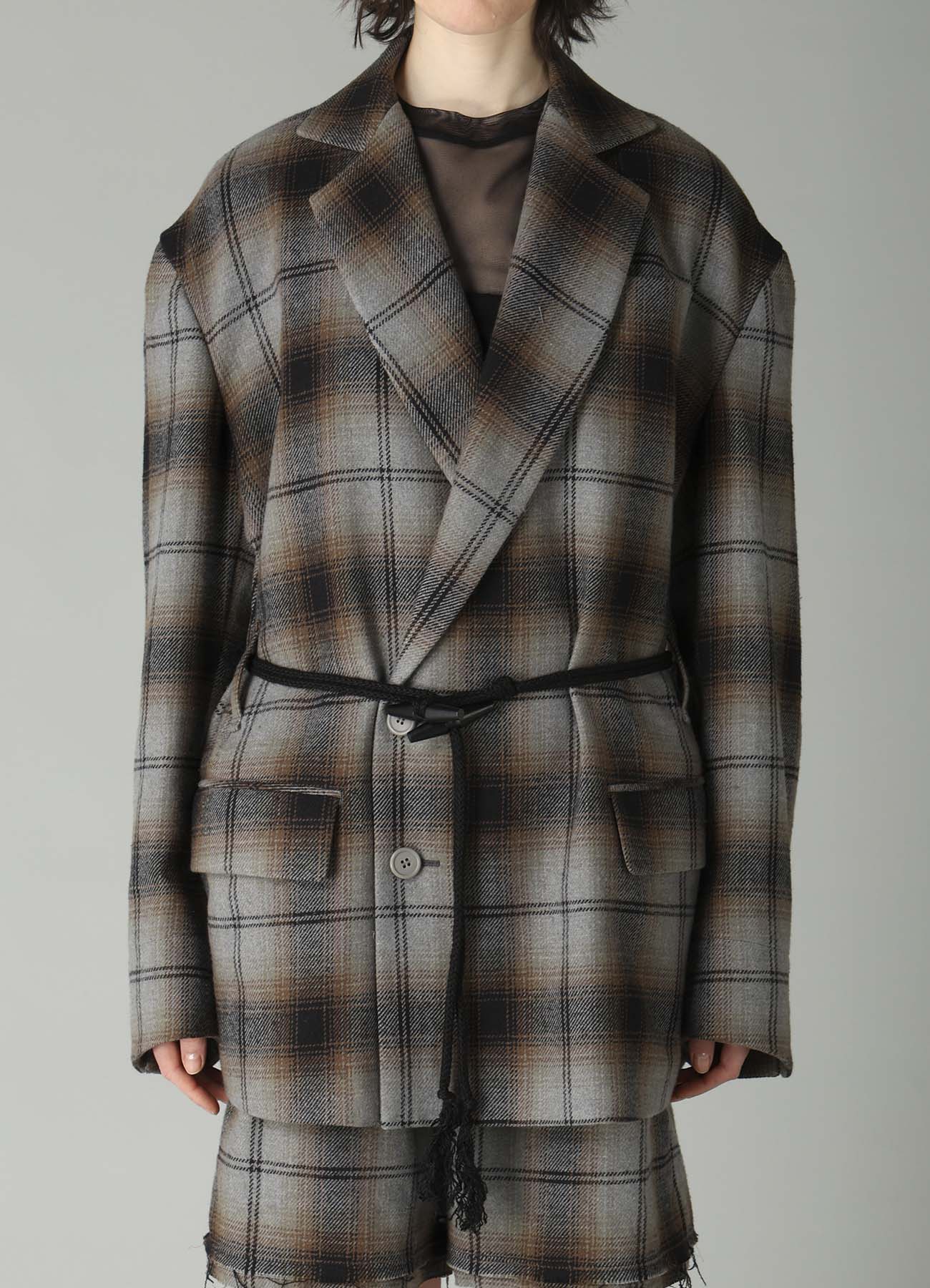 BRUSHED PLAID TOGGLE B DETAIL JACKET