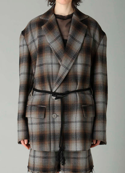BRUSHED PLAID TOGGLE B DETAIL JACKET