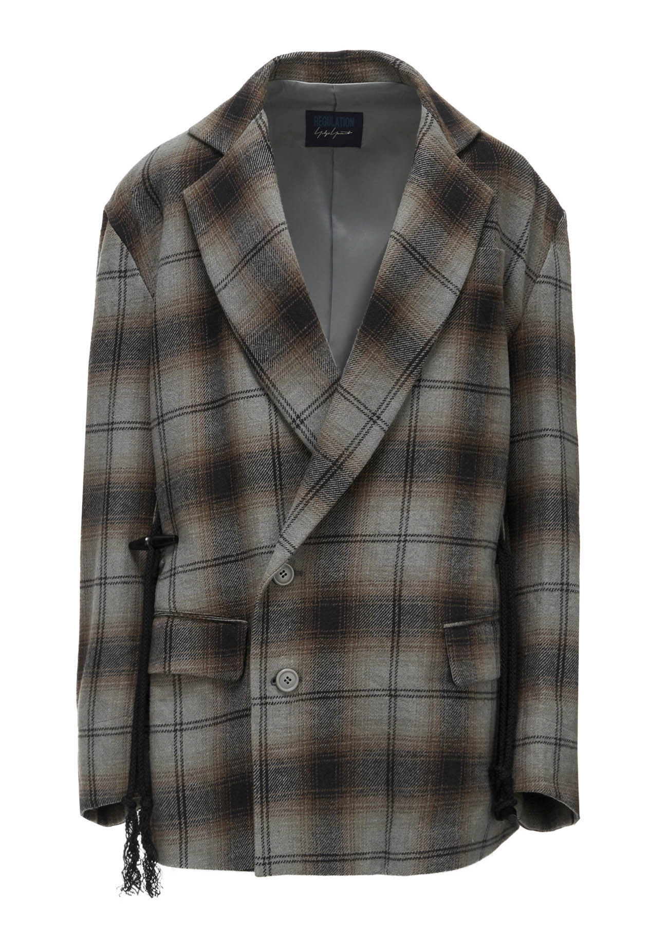 BRUSHED PLAID TOGGLE B DETAIL JACKET – THE SHOP YOHJI YAMAMOTO