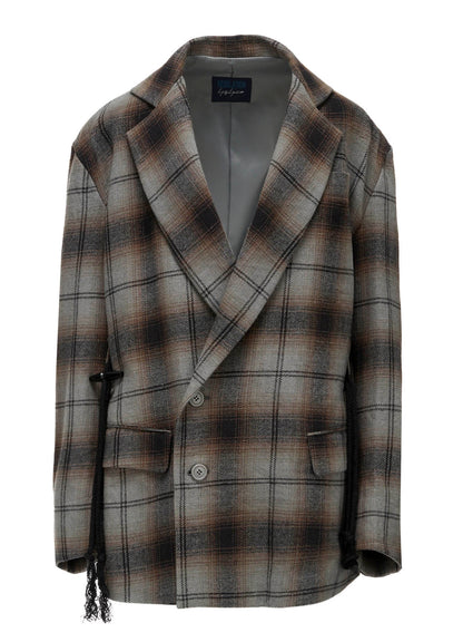 BRUSHED PLAID TOGGLE B DETAIL JACKET