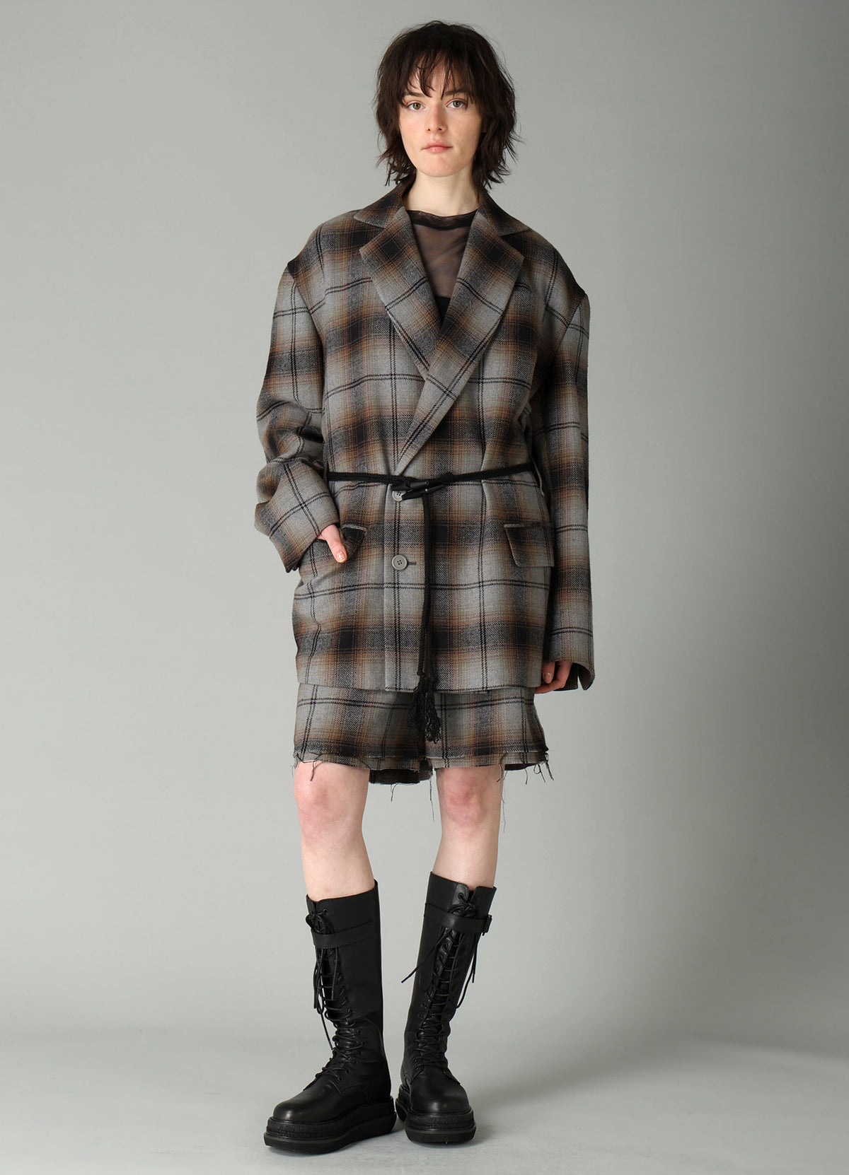 BRUSHED PLAID TOGGLE B DETAIL JACKET