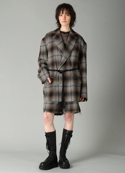 BRUSHED PLAID TOGGLE B DETAIL JACKET