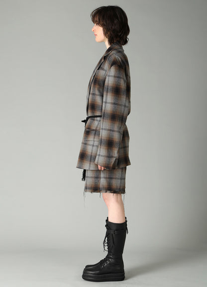 BRUSHED PLAID TOGGLE B DETAIL JACKET