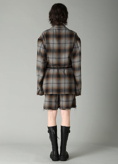 BRUSHED PLAID TOGGLE B DETAIL JACKET
