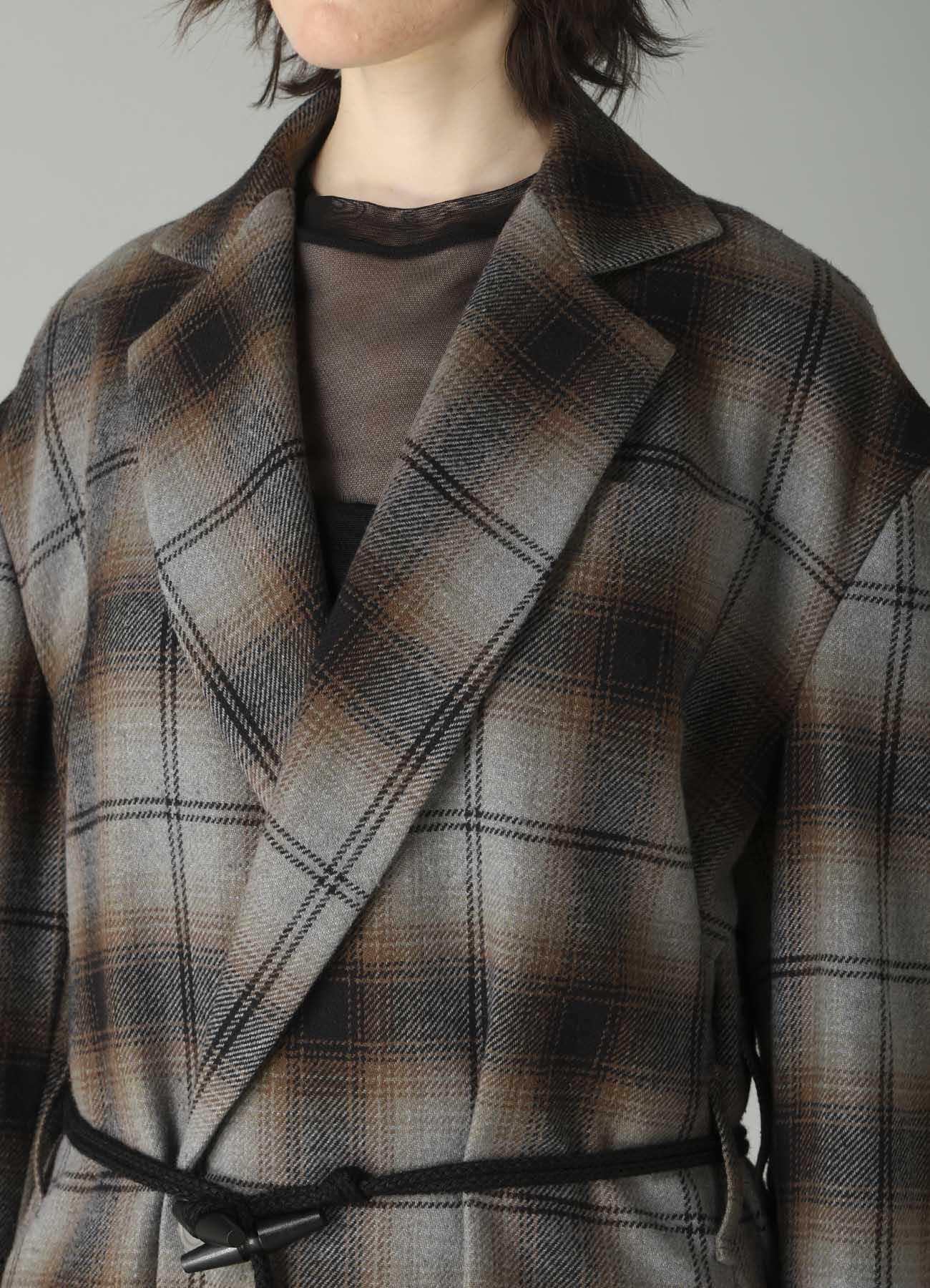 BRUSHED PLAID TOGGLE B DETAIL JACKET – THE SHOP YOHJI YAMAMOTO