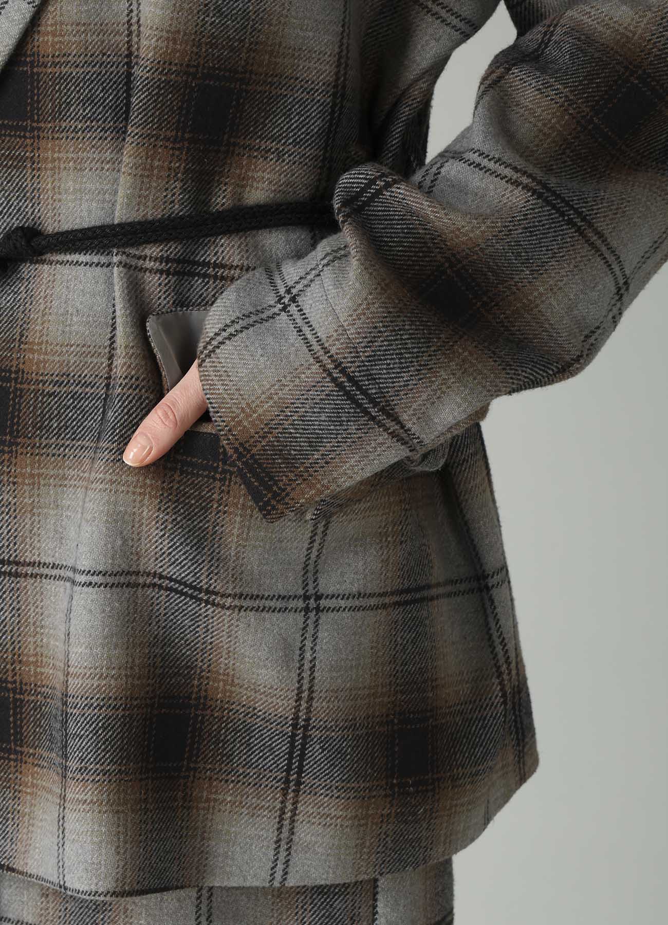 BRUSHED PLAID TOGGLE B DETAIL JACKET
