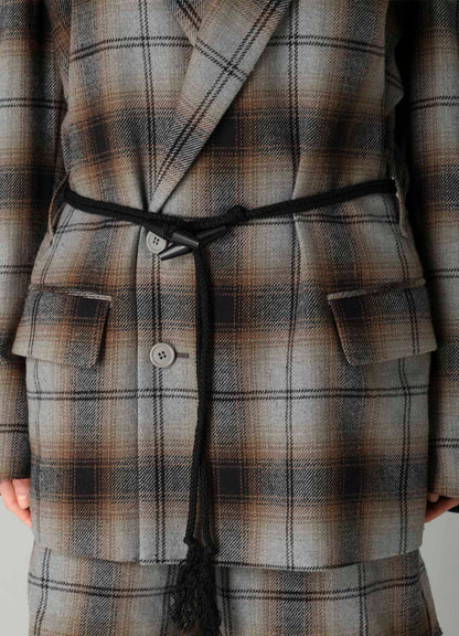 BRUSHED PLAID TOGGLE B DETAIL JACKET