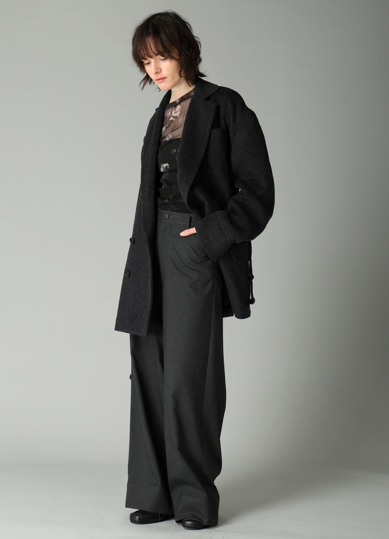 CASHMERE MIXED BEAVER TOGGLE B DETAIL JACKET