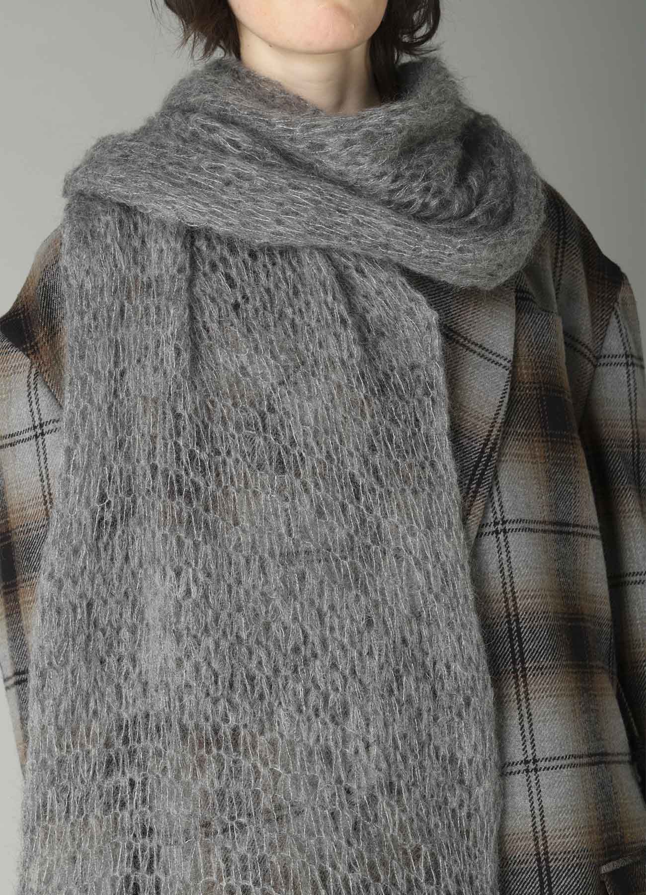 Yohji Yamamoto ストール グレー&ブルー DIAN3 KNITTED STOLE – THE SHOP YOHJI YAMAMOTO