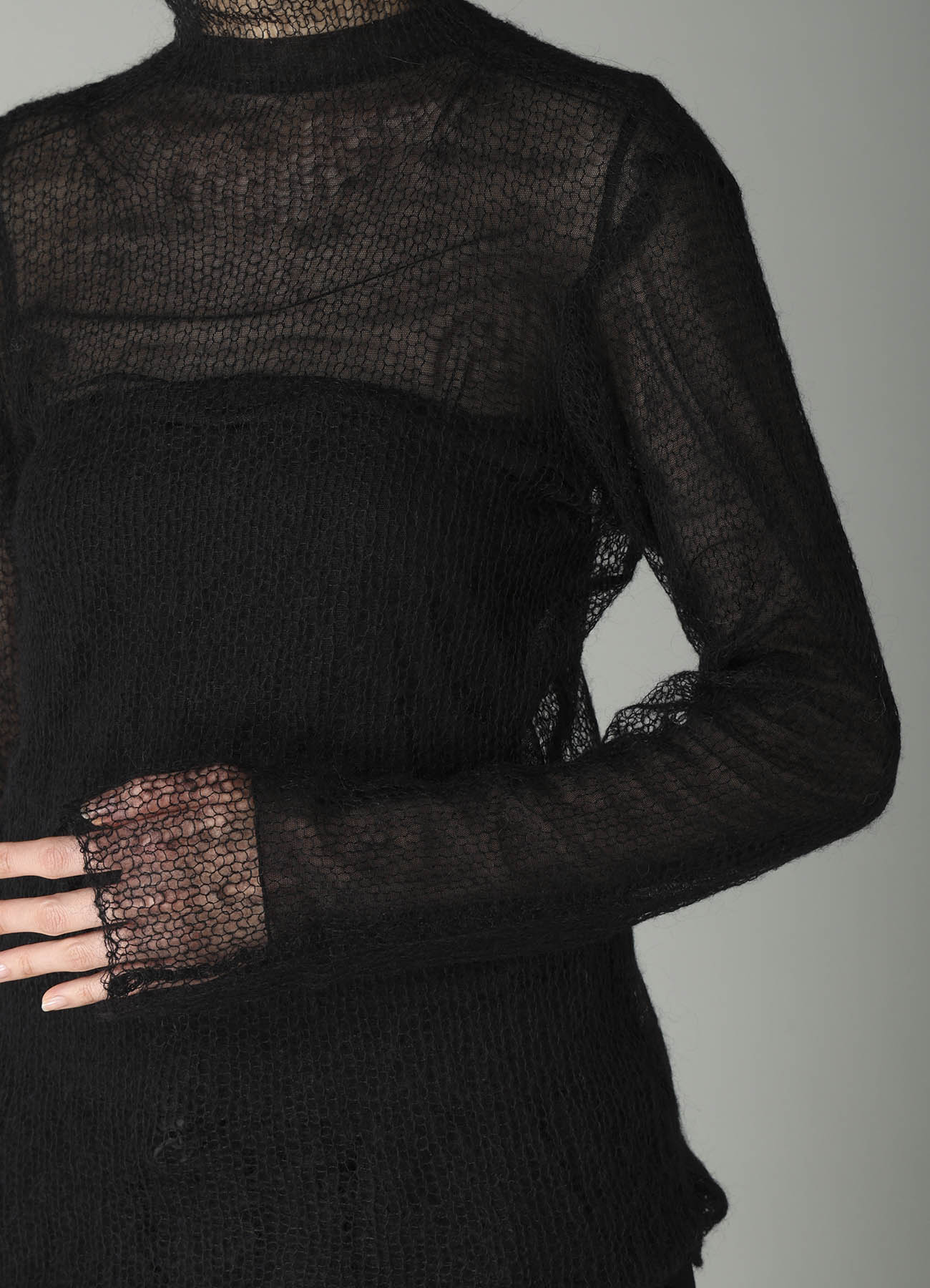 KID MOHAIR MIX HIGHNECK LONG SLV SWEATER