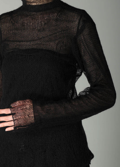 KID MOHAIR MIX HIGHNECK LONG SLV SWEATER