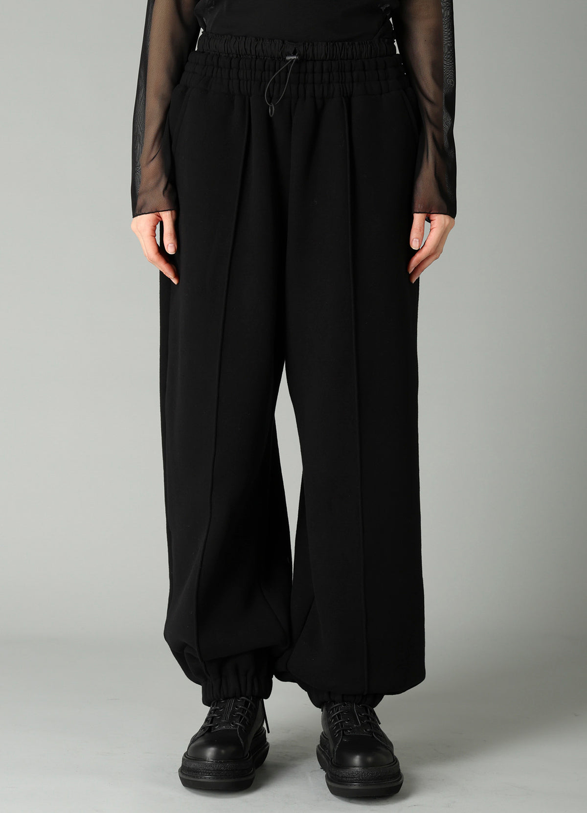 BRUSHED FRENCH TERRY DOUBLE WAIST SWEAT PANTS