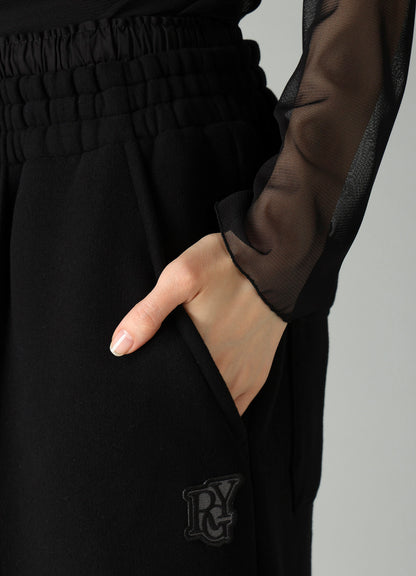 BRUSHED FRENCH TERRY DOUBLE WAIST SWEAT PANTS