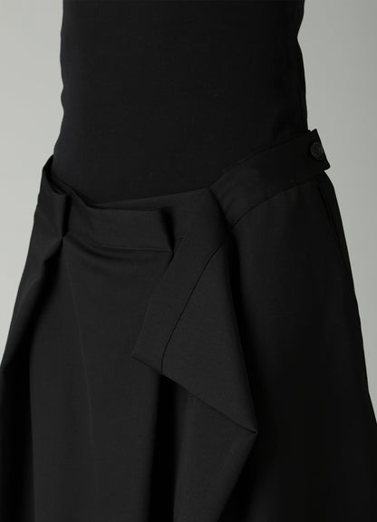 GABARDINE RANDOM TUCK DETAIL PANTS