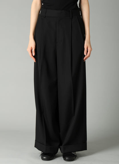 GABARDINE 2 TUCKS BAGGY PANTS