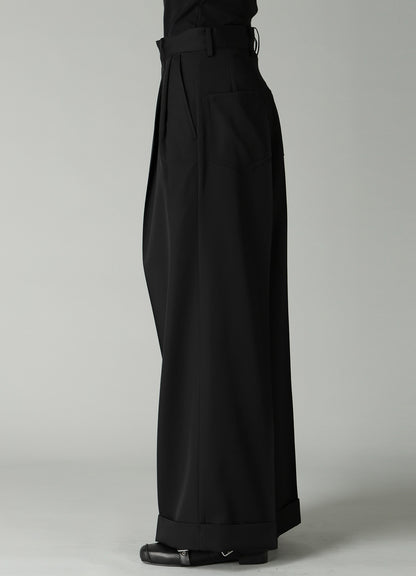 GABARDINE 2 TUCKS BAGGY PANTS