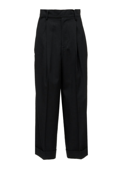 GABARDINE 2 TUCKS BAGGY PANTS