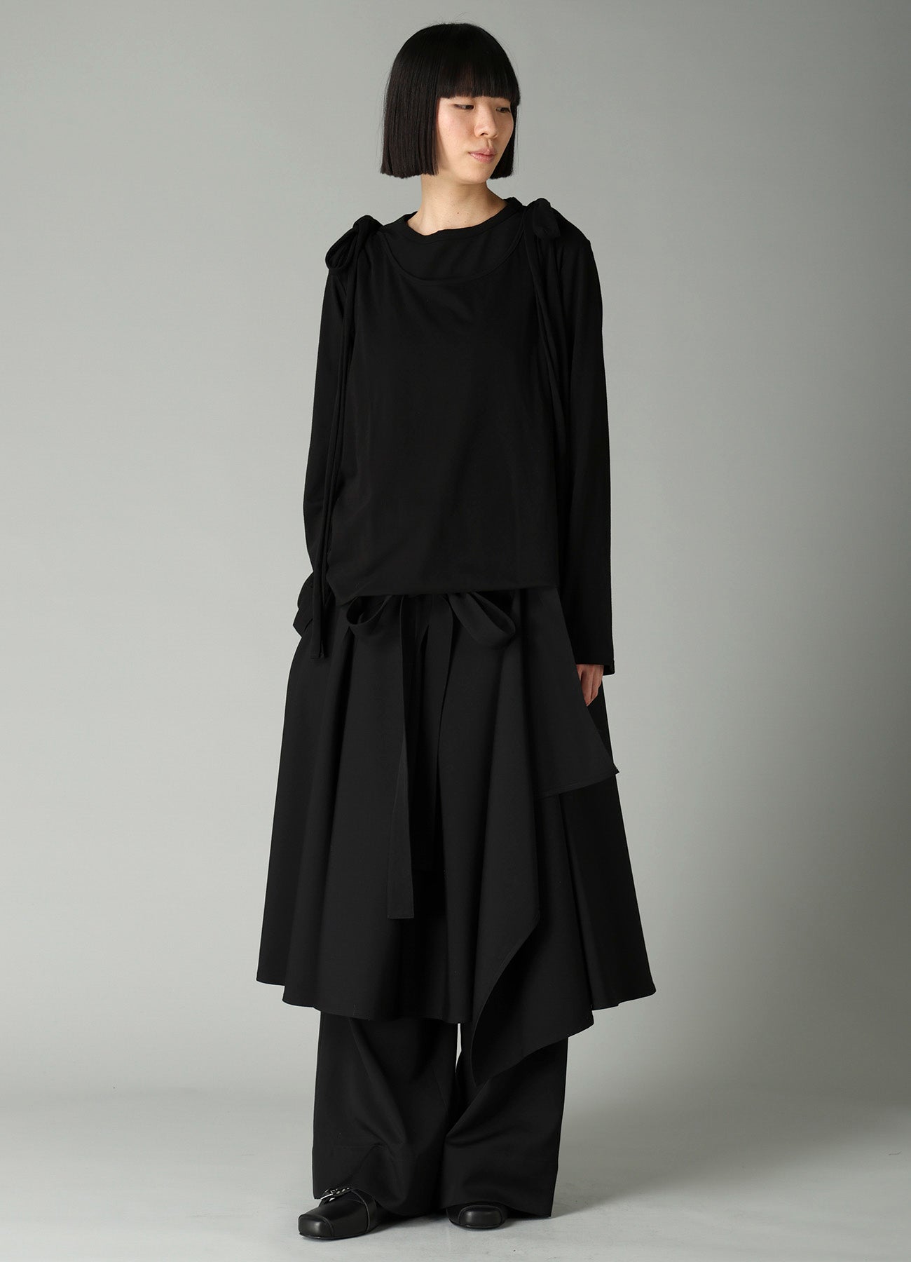 GABARDINE TUCK&DRAPE WRAP SKIRT