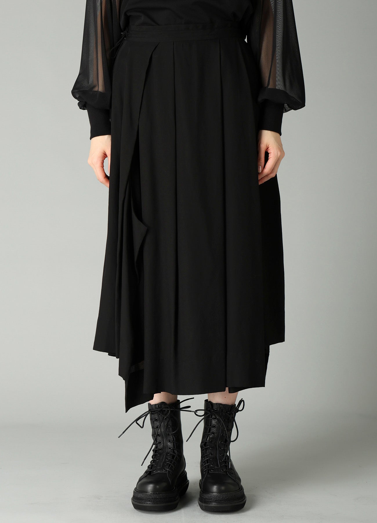 CELLULOSE POPLIN UNBALANCED TUCK SKIRT – THE SHOP YOHJI YAMAMOTO