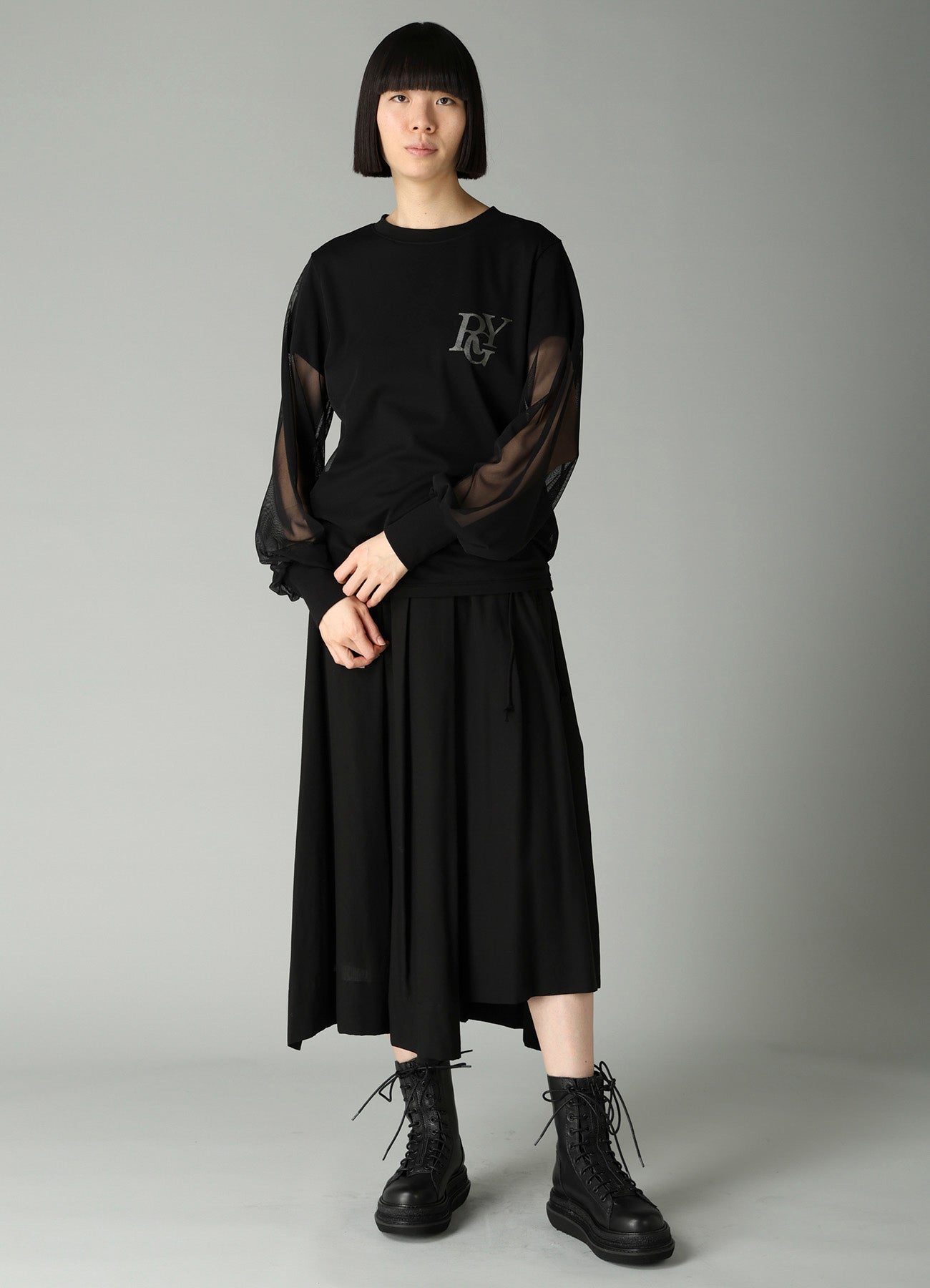 CELLULOSE POPLIN UNBALANCED TUCK SKIRT – THE SHOP YOHJI YAMAMOTO