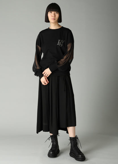 CELLULOSE POPLIN UNBALANCED TUCK SKIRT