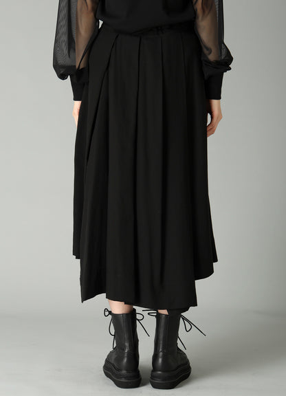 CELLULOSE POPLIN UNBALANCED TUCK SKIRT