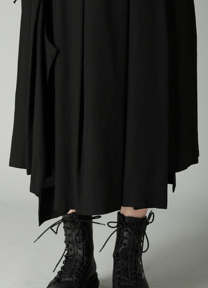 CELLULOSE POPLIN UNBALANCED TUCK SKIRT